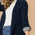 thumbnail image 6 of 2024 Clearance! JINMGG Winter Coats for Women, 2024 Fashion Winter Clearance Women Business Attire Solid Color Stitching Stripe Long Sleeve Pocket Cardigan Coat Top Navy XL, 6 of 9