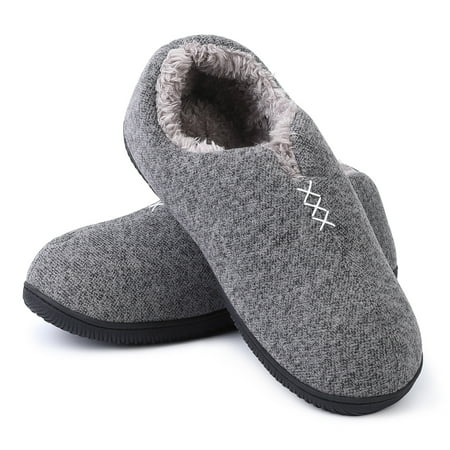 Men s Cozy Knit Memory Foam Warm Loafers Shoes  Anti-Skid Rubber Sole Moccasin Shoes