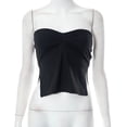 thumbnail image 4 of Top Sin Tirantes De Verano Top corto sin mangas para mujer, corpiño plisado sin espalda, traje de calle superior (negro S) Cgtredaw Para estrenar, 4 of 6