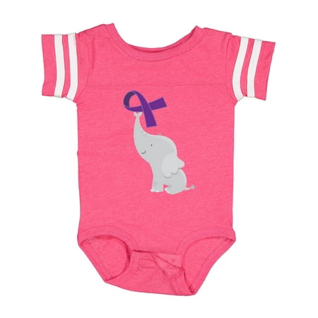 

Inktastic Purple Awareness Ribbon Elephant Boys or Girls Baby Bodysuit