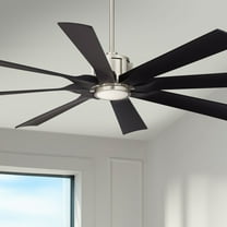 Possini Euro Design 60" Defender Indoor Outdoor Ceiling Fan 8 Blade LED Light Remote Control Brushed Nickel Finish Motor Damp Rated