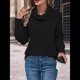 thumbnail image 5 of Suéter Tipo Túnica de Cuello Alto para Mujer, de Larga, de Punto Acanalado, Cómodo, Holgado, Informal, para Otoño Negro M, 5 of 7