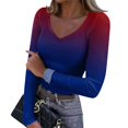 thumbnail image 2 of Womens Long Sleeve Shirts Fall Tops Business Casual T Shirts Dark Blue XXL, 2 of 4