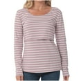 thumbnail image 6 of SDNall Ladies Fashion Solid Color Stripe Long Sleeve Pregnant Woman Breastfeeding Casual Top, 6 of 7