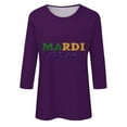 thumbnail image 4 of YUGYXL Women's Casual 3/4 Length Sleeve Tshirts Mardi Gras Cute Loose Graphic Clothes Trendy Crew Neck Soft Tunic Tees Celebration Carnival Comfy Tops Sales, 4 of 5