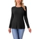thumbnail image 1 of Suéteres de manga larga para mujer INSPIRE CHIC, cuello redondo, tops de punto elástico, camisa casual de otoño e invierno, color negro, 1 of 6