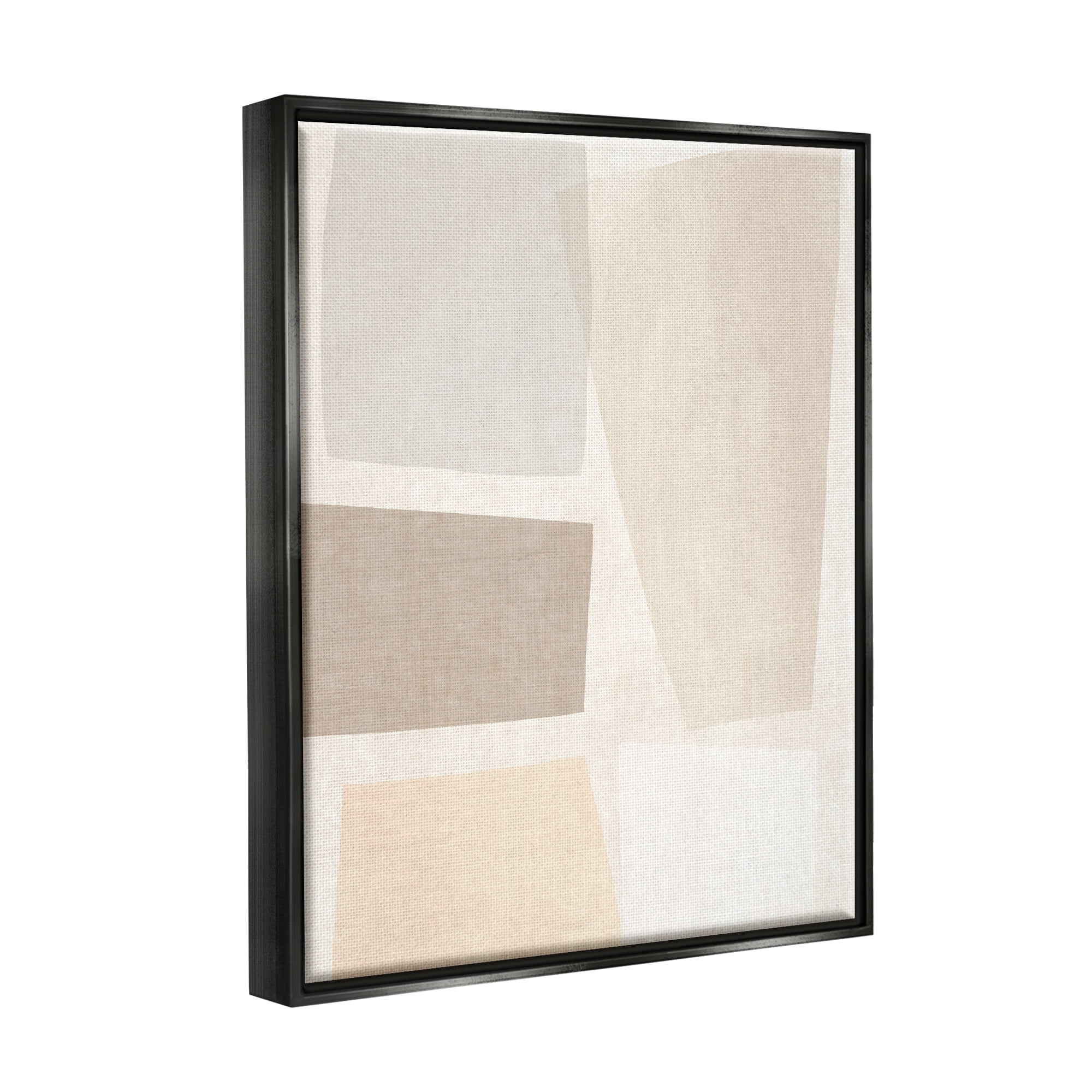 Stupell Industries Modest Neutral Toned Blocked Abstract Shapes Jet Black Framed Floating Canvas Wall Art, 24x30, by June Erica Vess