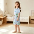 thumbnail image 6 of akafmk Girls Dresses Knit Short Sleeve T-Shirt Dress Cute Thin Breathable Sleepwear Loungewear Casual Summer House Dresses, 3-13 Years, 6 of 6