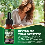 Soursop Leaves Extract Liquid Drops Supplement 1200 MG, Graviola, Sea Moss, Ashwagandha, Moringa, Black Cumin Seed, 6-in-1, Extra Strength for Daily Wellness, 60 Servings Mixed Berry Flavor