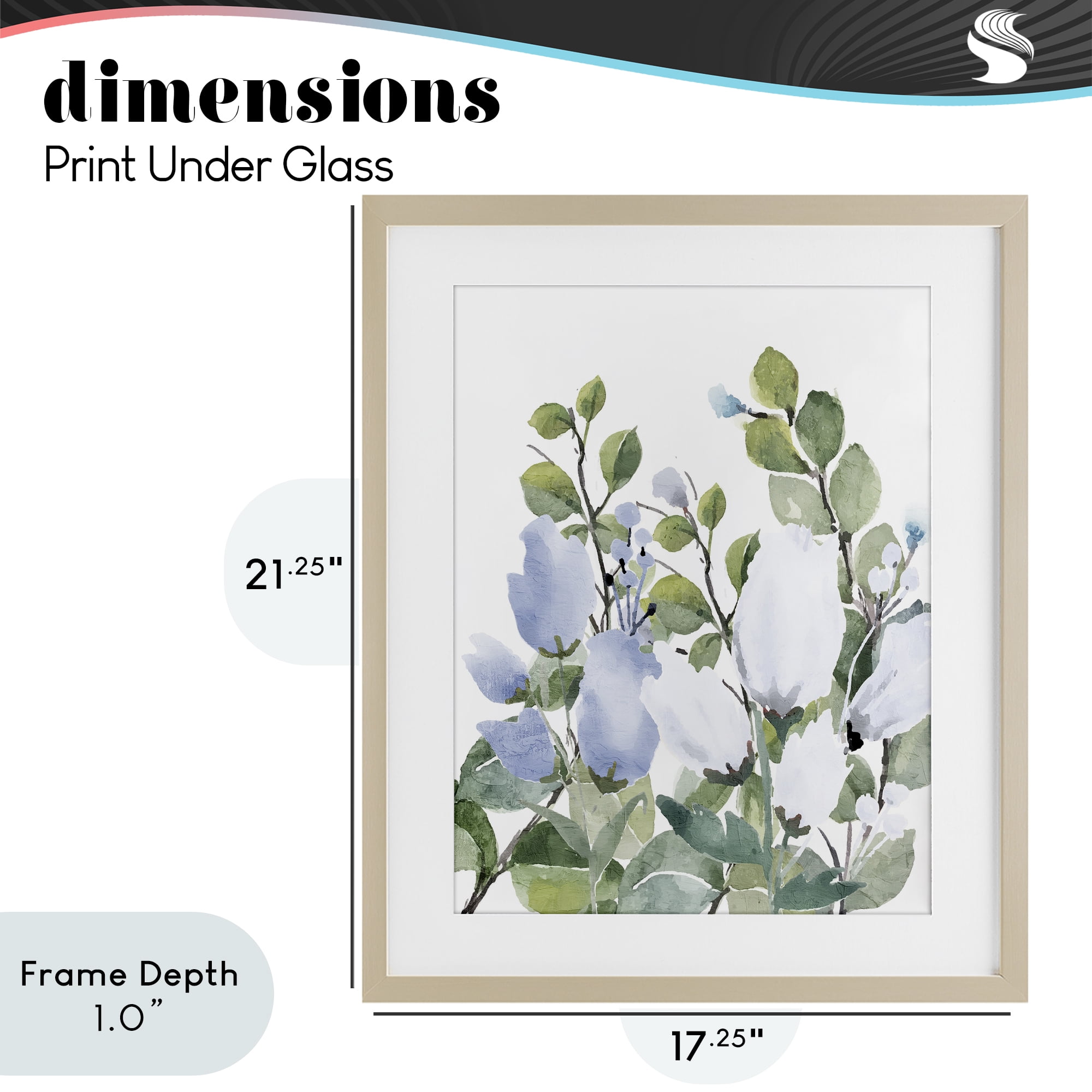Stupell Industries Blue Spring Florals Birch Framed Print Under Glass, design by Kim Allen