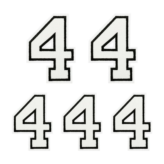 Iron on Number 4.4"/3.1" Number 4 Patches for Repairing Clothing DIY (White, Pack of 5)