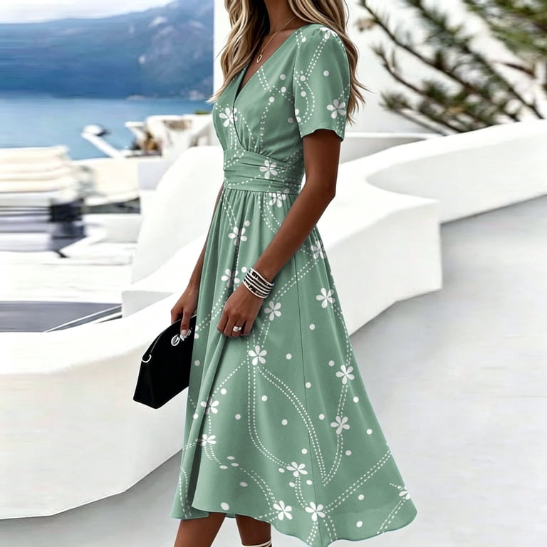 boho wrap dress midi Baltic Born Womens Willow Boho Midi Dress | White + Blue