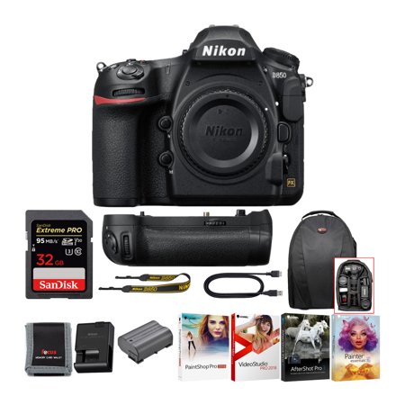 Nikon D850 FX-Format Full Frame DSLR Camera with 32GB Card and Accessory Bundle