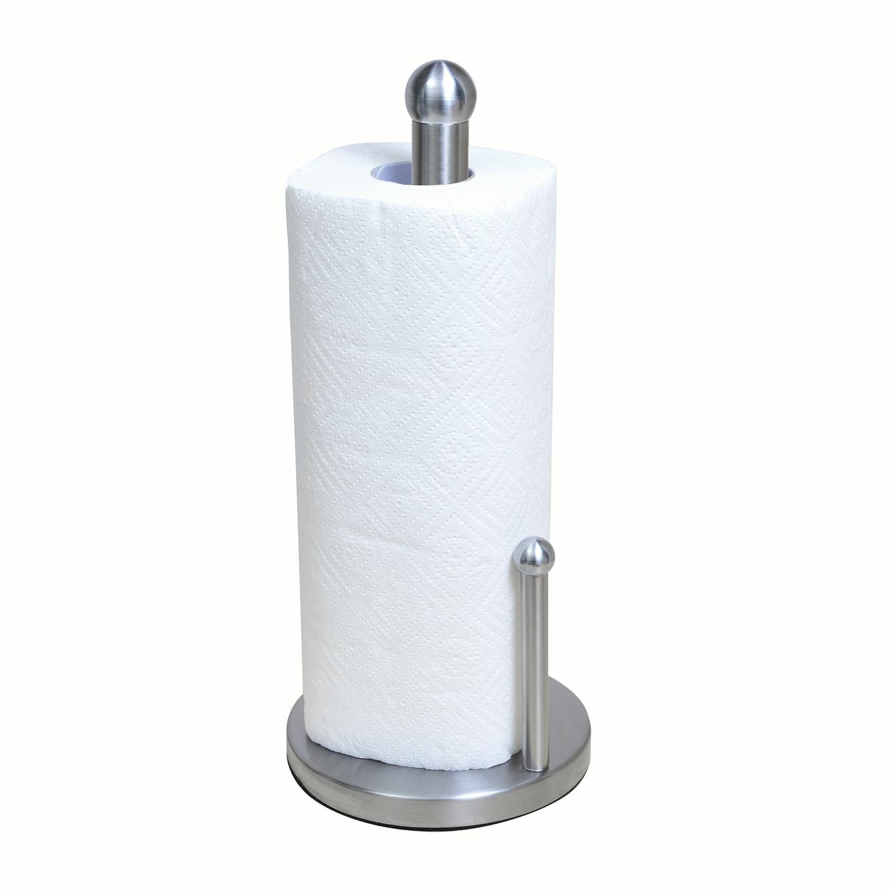 Kitchen Details Paper Towel Holder with weighted base in Stainless Steel (6 x 6 x 13.8 Inch