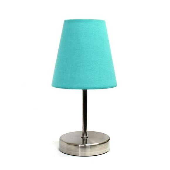 Lampe de Table Basique en Nickel Sable avec Abat-Jour Bleu