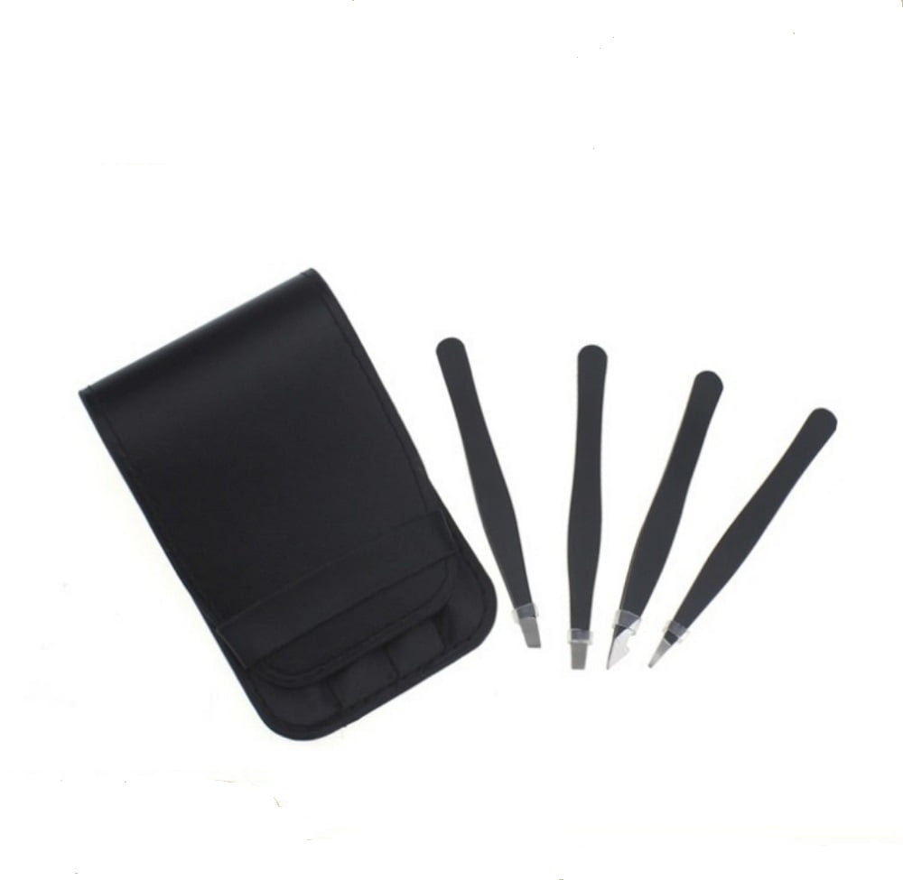 4 Tip Tweezer Set - SuchATweeze Premium Stainless Steel Precision Tweezers For Men & Women-Straight, Slant, & Ingrown Pluckers For Shaping Eyebrows