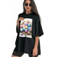 thumbnail image 4 of Plus Size Shirt for Women Black Tops for Women Short Sleeves Shirt for Women Watercolor Eggs T Shirt Crewneck Shirt for Women 2XL, 4 of 5