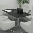 thumbnail image 2 of 6 Person Small Arc Rectangle Powered Conference Table Metal T Bases, 2 of 6