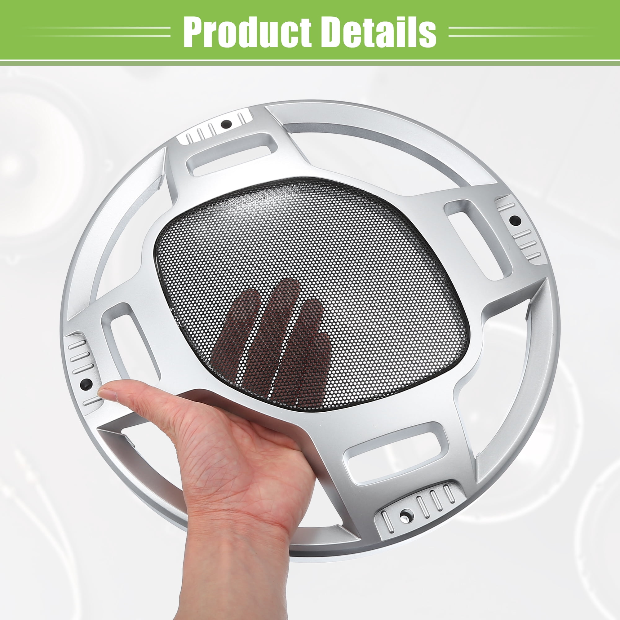 Unique Bargains Car Speaker Grills Cover Guard Protector Case with 8 Screws Silver 12"