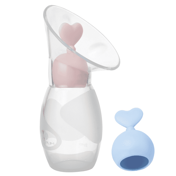 Amplim Manual Compact Silicone Single Breast Pump, Includes 2 Milk Saver Stoppers