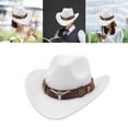 thumbnail image 3 of Langgg Chapeau de Cowboy Décontracté Costume Cosplay Protection Solaire Chapeau Été pour Randonnée Blanc, 3 of 8