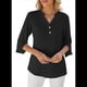 thumbnail image 2 of Blusa Informal de para Mujer, con Mangas 1/2 con Volantes, Cuello en V, Corte Holgado, Color Negro, Talla L, 2 of 6