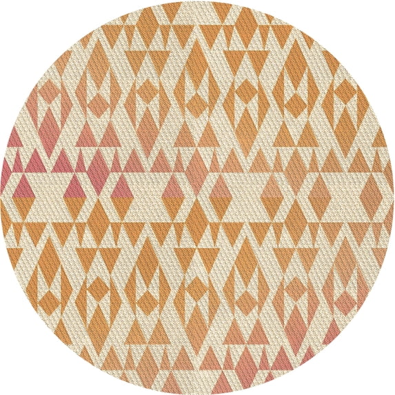 Ahgly Company Indoor Round Patterned Khaki Gold Area Rugs, 8' Round