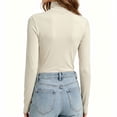 thumbnail image 4 of NominalSnug Turtleneck Tops for Women Long Sleeve Shirts Stretchy Slim Fitted Basic Tees, 4 of 8