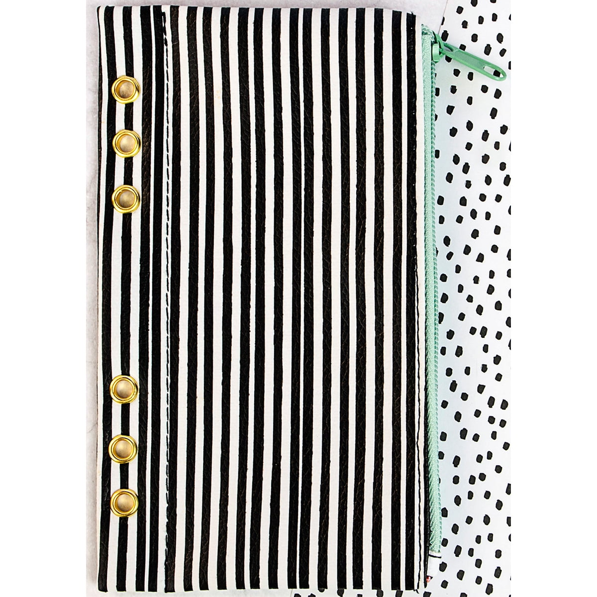 My Prima Planner Zippered Pen & Pencil Bag 4'X8'-Cute Stripes W/Gold Grommets