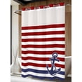 thumbnail image 4 of Anchor Red No Hook Shower Curtain Waterproof, Bathroom Curtains with Snap in Liners and See Through Top Window, Modern Navy Blue White Striped Nautical Hotel Style Bathtub Curtains Shower 72"Wx96"L, 4 of 8