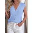 thumbnail image 6 of BTFBM Sweater Vest Women V Neck Cap Sleeve Button Down Knit Tops Spring Summer Loose Lightweight Cardigan Vests, 6 of 7