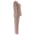 thumbnail image 4 of Unir Women Solid Loungewear 2 Piece Set, Crew Neck Loose Sweatshirt & Elastic Drawstring Wide Leg Pants Relaxed Home Wear True To Size, 4 of 7