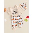 thumbnail image 4 of Pudcoco Baby Boys 3PCS Outfit Sets Long Sleeve Round Neck Romper Tractor Print Pants Hat Sets, 4 of 9