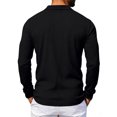 thumbnail image 4 of IAJDKMEK Men's Long Sleeve Henley T-Shirts - Ribbed Knit Lapel Button Down Pullover Tee for Men with Stretch and Button Placket Daily Wear,Black 3XL, 4 of 5