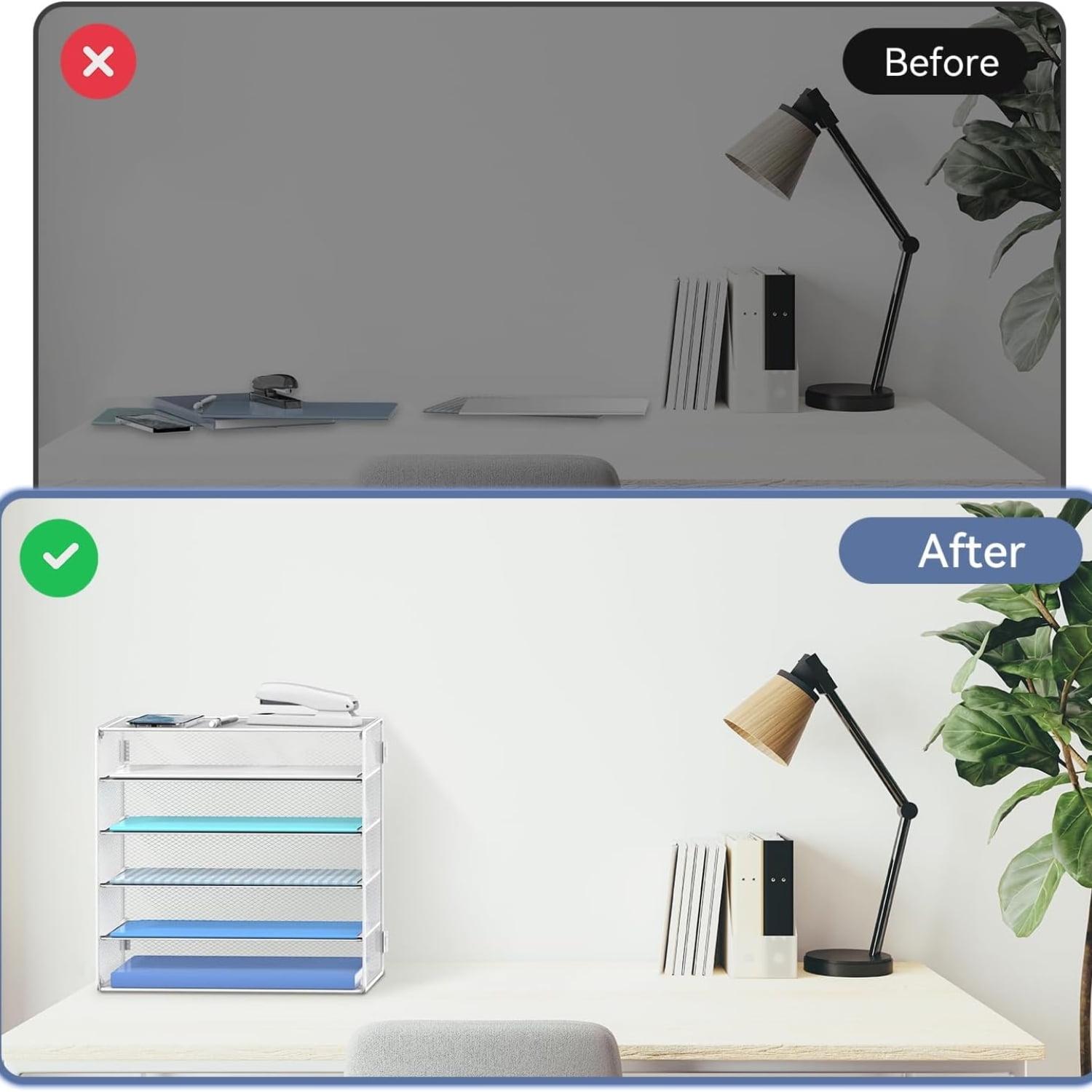 INTIGE 5 Tier Desktop Organizer Tray, Desk Paper Organizer, Storage Solutions for Home Office