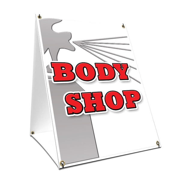 A-frame Sidewalk Body Shop Sign With Graphics On Each Side | 18" X 24" Print Size