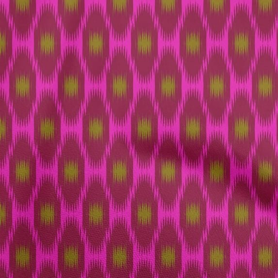 oneOone Silk Tabby Maroon Fabric Ikat Diy Clothing Quilting Fabric Print Fabric By Yard 42 Inch Wide