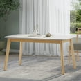 thumbnail image 4 of Lisonu 59-inch Mid-Century Modern Dining Table, Kitchen Table with Splayed Rubberwood Legs and Faux Wood Top, Rectangular Table for Dining Room, Natural and White, 4 of 11