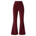 thumbnail image 6 of LIaqionyy Women's Flare Yoga Pants Stretch Casual Ribbed High Waist Leggings Solid Color Bootcut Bottom Pant with Pockets, 6 of 6