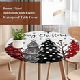 thumbnail image 3 of Red Black Christmas Tree Round Tablecloth 36-44 Inch Round Fitted Table Cloth with Elastic Edge, Xmas Tree Snowflake Waterproof Table Cover Protector for Outdoor Picnic Party Dining, 3 of 6