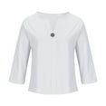 thumbnail image 5 of ZyeKqe Cotton Linen Tops for Women 3/4 Length Sleeve Shirts Casual V Neck Top Loose Fitted Blouses, 5 of 8