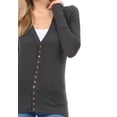 thumbnail image 5 of ClothingAve. Women's Long Sleeve Snap Button Sweater Cardigan w/ Ribbed Detail S~3X Female Plus Size Cardigan, 5 of 7