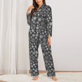 thumbnail image 2 of Balery simple white Snowflake Conjunto de Pijama con Estampado para Mujer, Conjunto de Dos Piezas con Manga Larga, Ropa de Dormir Suave con Bolsillos, Pijamas Cómodos-Medium, 2 of 7