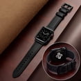 thumbnail image 6 of Compatible with Apple Watch Band 45mm 44mm 42mm, Sweatproof Genuine Leather and Rubber Hybrid Band Strap Compatible with iWatch Series 7 6 5 4 3 2 1 SE, 6 of 7