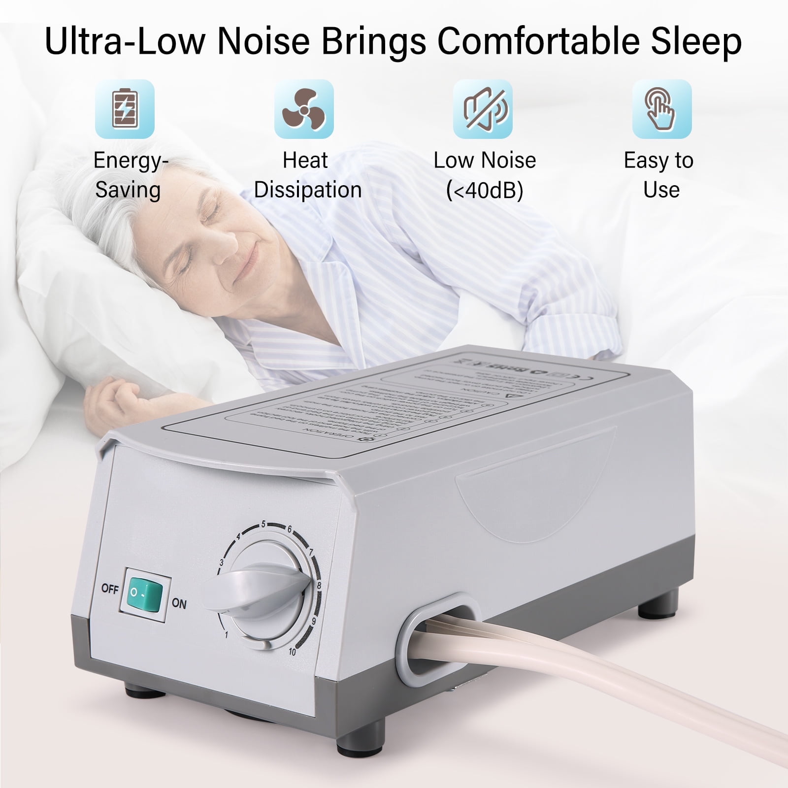 Naipo Alternating Air Pressure Mattress with Ultra-Quiet Pump,Prevents Bed Sores,Improves Microcirculation,for Hospital and Home Single Bed,Designed for Bedridden Patients