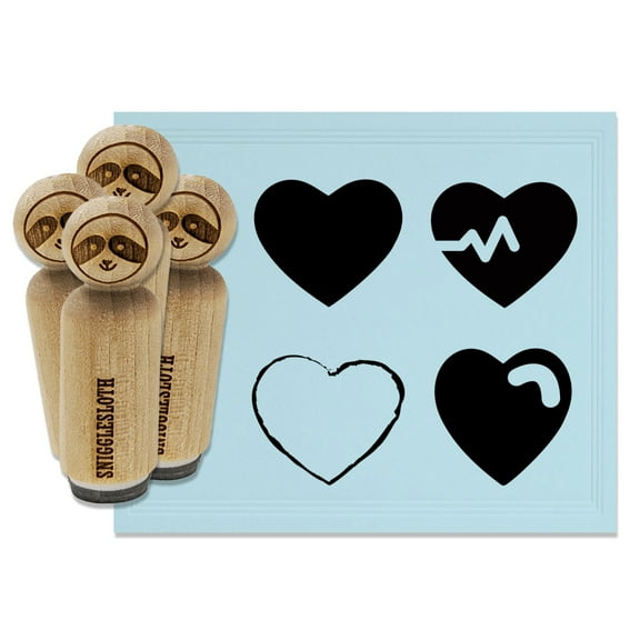 Heart Solid Sketch Beat Swoop Rubber Stamp Set for Scrapbooking Crafting Stamping - Mini 1/2 Inch
