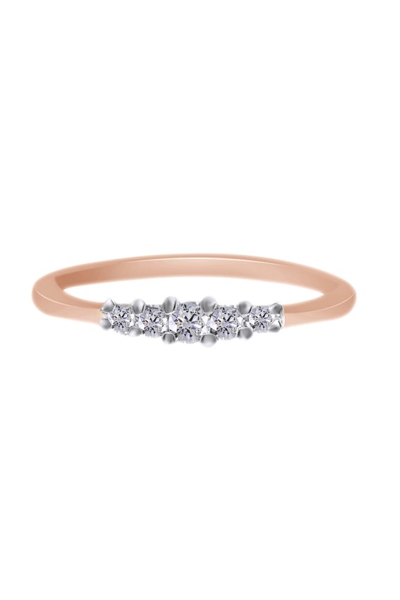 White Natural Diamond Five-Stone Wedding Band Ring In 10k Rose Gold (0.15 Cttw)