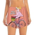 thumbnail image 2 of Saiise Flamingo Riding a Bicycle Print 2 in 1 High Waisted Running Shorts for Women - Split Breathable Athletic Tennis Gym Workout Shorts with Pockets-XX-Large, 2 of 7