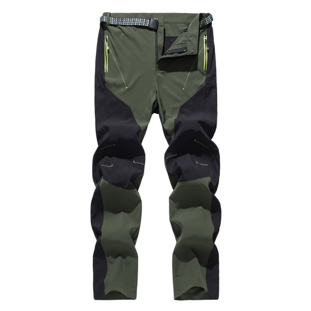 Pantalones largos para hombre, con contraste de color, transpirables, para deportes al aire libre, montañismo, de verano