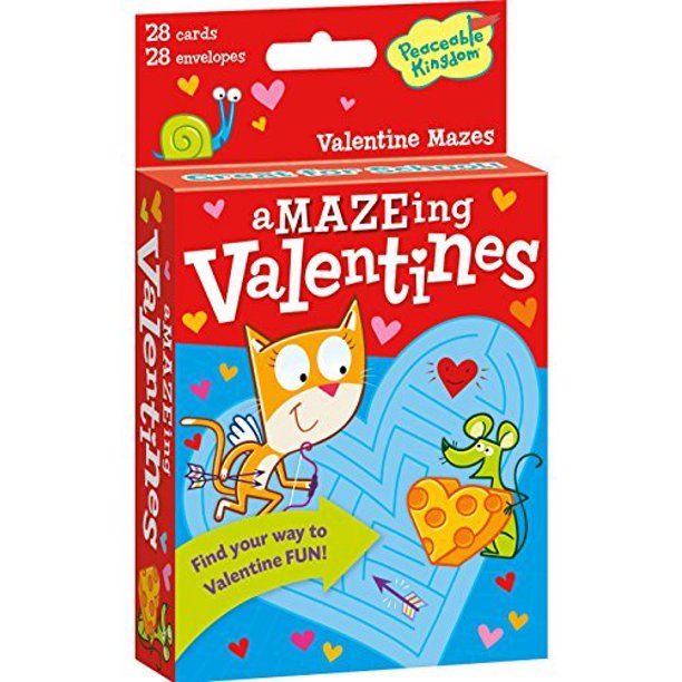Peaceable Kingdom 28 Card Amazeing Maze Valentines with